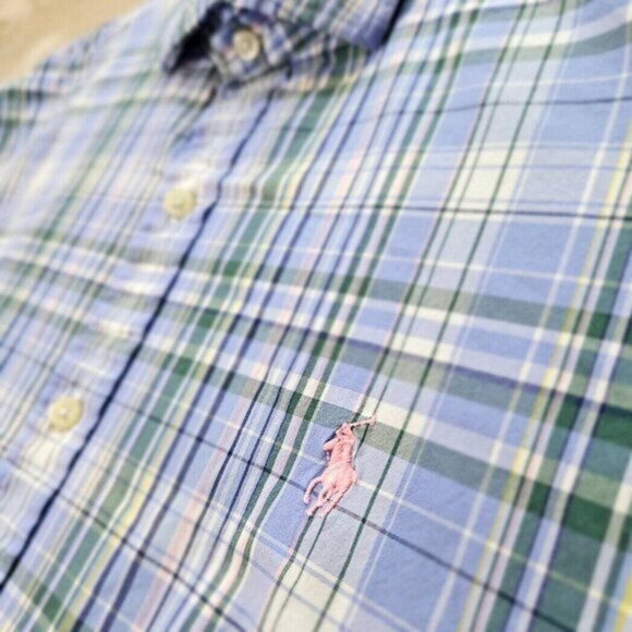 Polo Ralph Lauren Dress Shirt Classic Fit Long Sleeve Pink Pony Logo Mens Size L - Picture 9 of 10